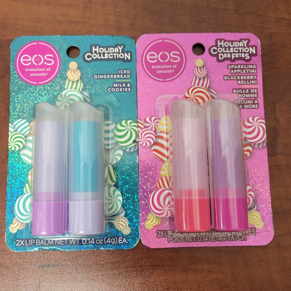 EOS Holiday Collection Lip Balm 2 Sets Nwt
